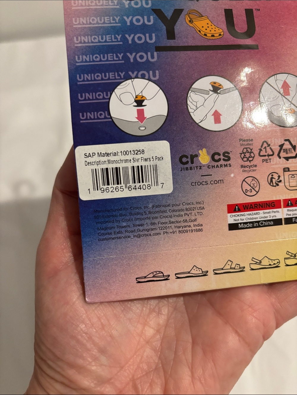 CROCS Jibbitz charms Original SET OF FOUR flowers yellow and silver NEW ON pack - Picture 7 of 8